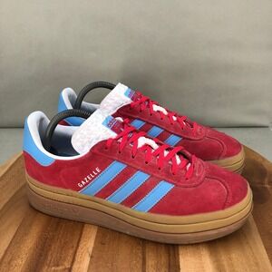 Adidas Originals Gazelle Bold Red Suede Leather Platform Gum Sneakers Womens 9.5